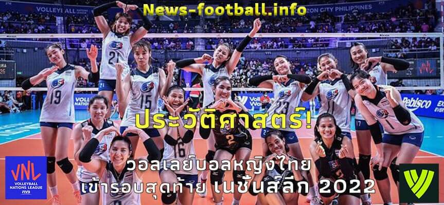 วอลเลย์บอลหญิงไทย เข้ารอบสุดท้ายศึกเนชั่นส์ลีก 2022